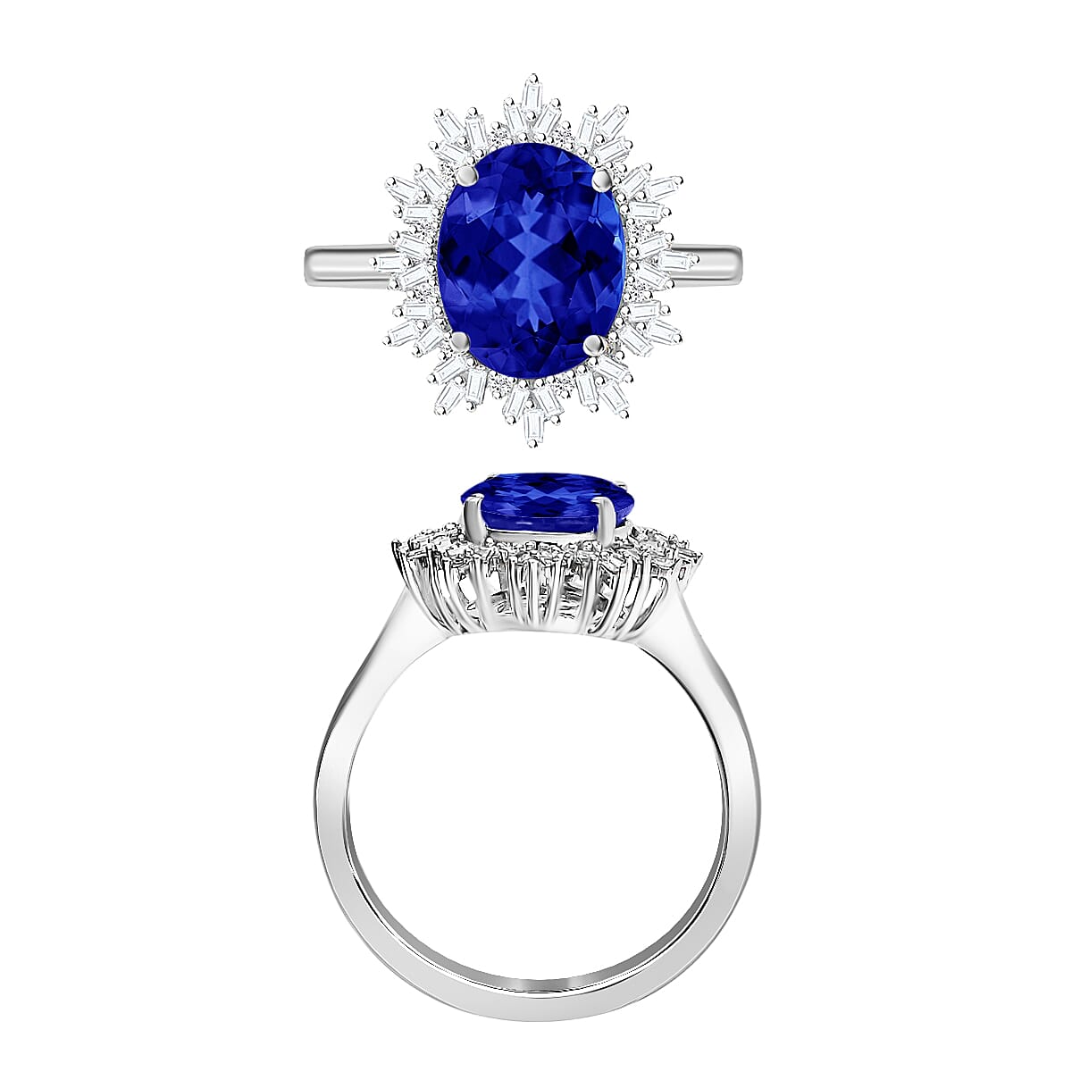 Rhapsody AAAA Tanzanite and E-F VS2 Diamond 3.30 ctw Ring in 950 Platinum (Size 5.0) 6.20 Grams (Del. in 10-12 Days) image number 3