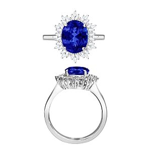 Rhapsody AAAA Tanzanite and E-F VS2 Diamond 3.30 ctw Ring in 950 Platinum (Size 5.5) 6.20 Grams