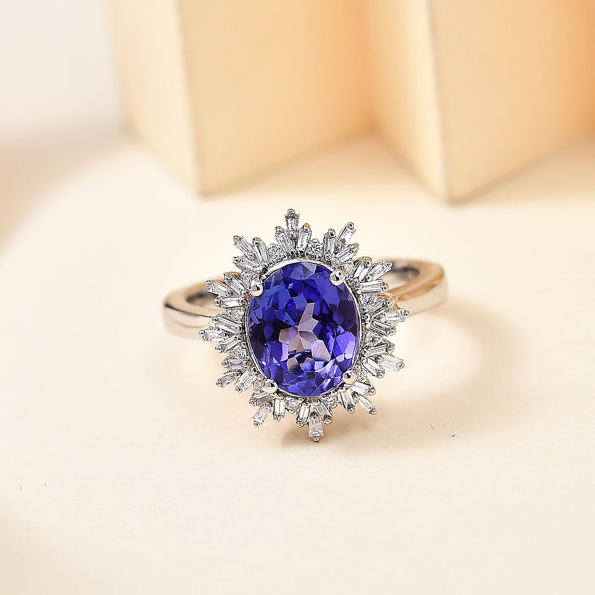 Rhapsody AAAA Tanzanite and E-F VS2 Diamond 3.30 ctw Ring in 950 Platinum (Size 6.0) 6.20 Grams image number 1