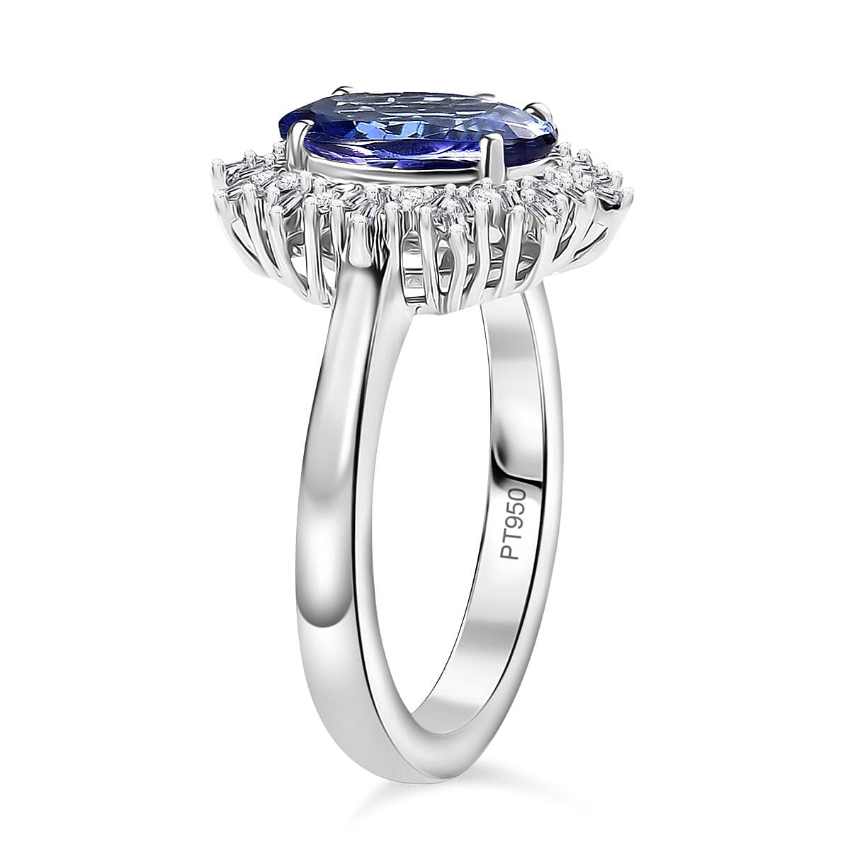 Rhapsody AAAA Tanzanite and E-F VS2 Diamond 3.30 ctw Ring in 950 Platinum (Size 6.0) 6.20 Grams image number 3