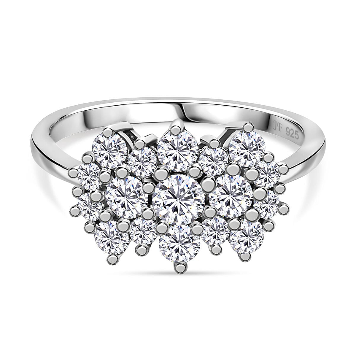 J Francis Embellished with Zirconia by Swarovski 2.30 ctw Ring in Rhodium Over Sterling Silver (Size 9.0)