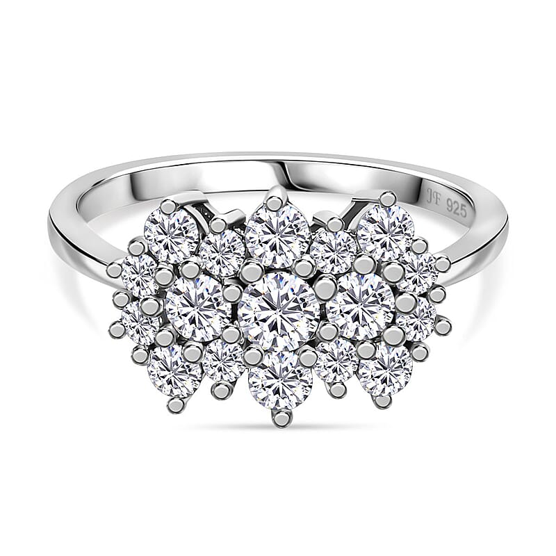 J Francis Embellished with Zirconia by Swarovski 2.30 ctw Ring in Rhodium Over Sterling Silver (Size 9.0)