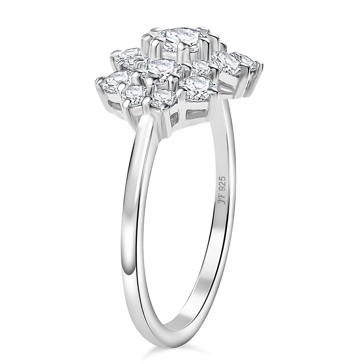 J Francis Embellished with Zirconia by Swarovski 2.30 ctw Ring in Rhodium Over Sterling Silver (Size 9.0)