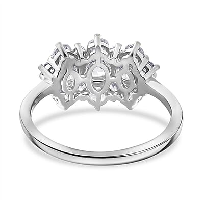 J Francis Embellished with Zirconia by Swarovski 2.30 ctw Ring in Rhodium Over Sterling Silver (Size 9.0)