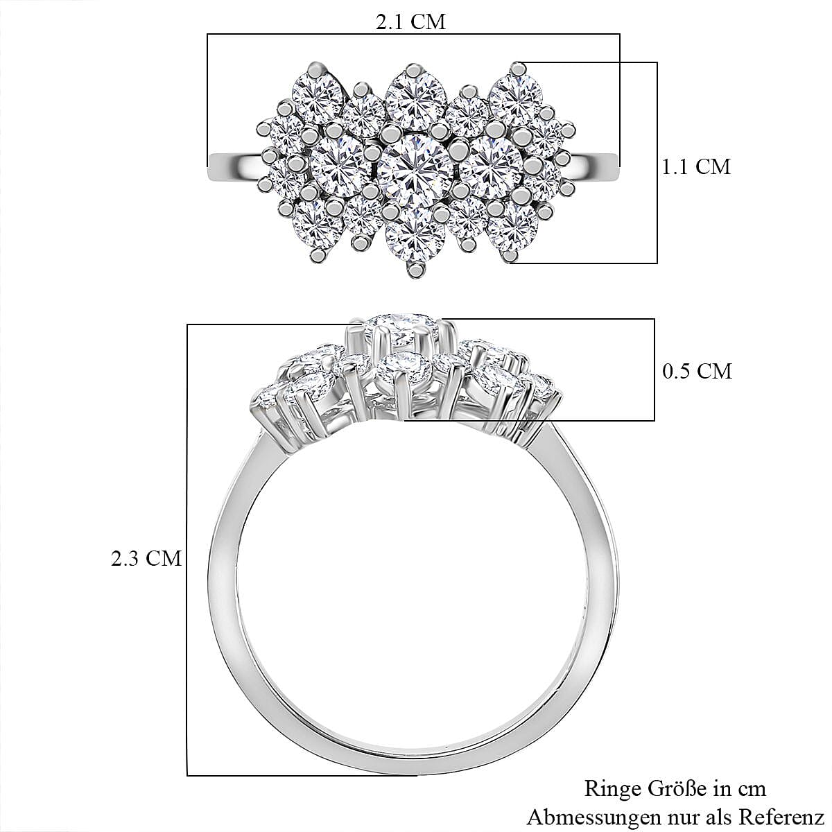 J Francis Embellished with Zirconia by Swarovski 2.30 ctw Ring in Rhodium Over Sterling Silver (Size 9.0)