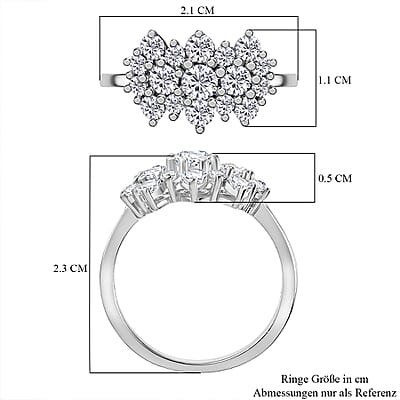 J Francis Embellished with Zirconia by Swarovski 2.30 ctw Ring in Rhodium Over Sterling Silver (Size 9.0)