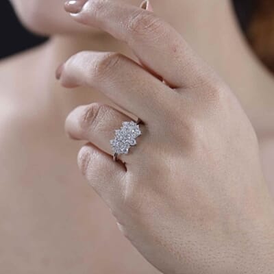 J Francis Embellished with Zirconia by Swarovski 2.30 ctw Ring in Rhodium Over Sterling Silver (Size 10.0)