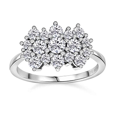 J Francis Embellished with Zirconia by Swarovski 2.30 ctw Ring in Rhodium Over Sterling Silver (Size 10.0)