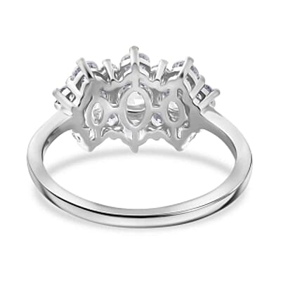 J Francis Embellished with Zirconia by Swarovski 2.30 ctw Ring in Rhodium Over Sterling Silver (Size 10.0)