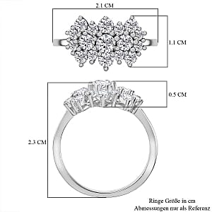 J Francis Embellished with Zirconia by Swarovski 2.30 ctw Ring in Rhodium Over Sterling Silver (Size 10.0)