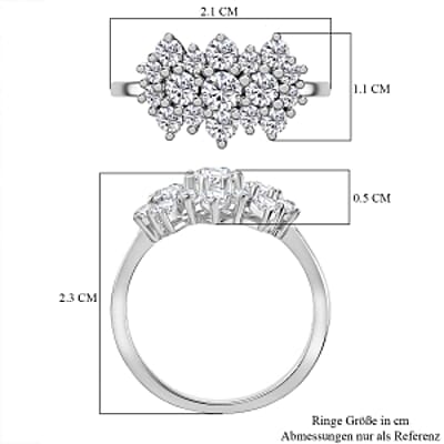 J Francis Embellished with Zirconia by Swarovski 2.30 ctw Ring in Rhodium Over Sterling Silver (Size 10.0)