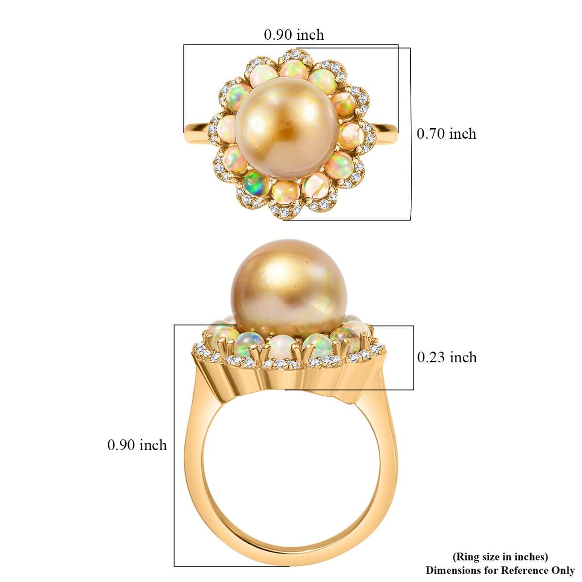 South Sea Golden Cultured Pearl and Multi Gemstone Helenium Flower 1.25 ctw Ring in 18K Vermeil Yellow Gold Over Sterling Silver (Size 10.0) image number 5