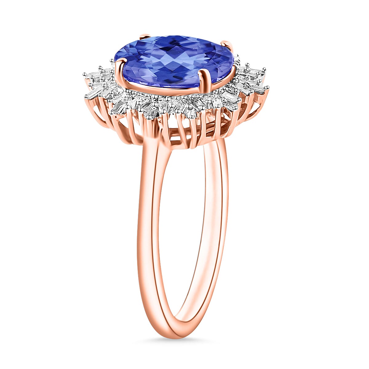 Luxoro Premium Tanzanite and G-H I1 Diamond 3.30 ctw Ring in 14K Rose Gold (Size 4.0) 4.30 Grams image number 2