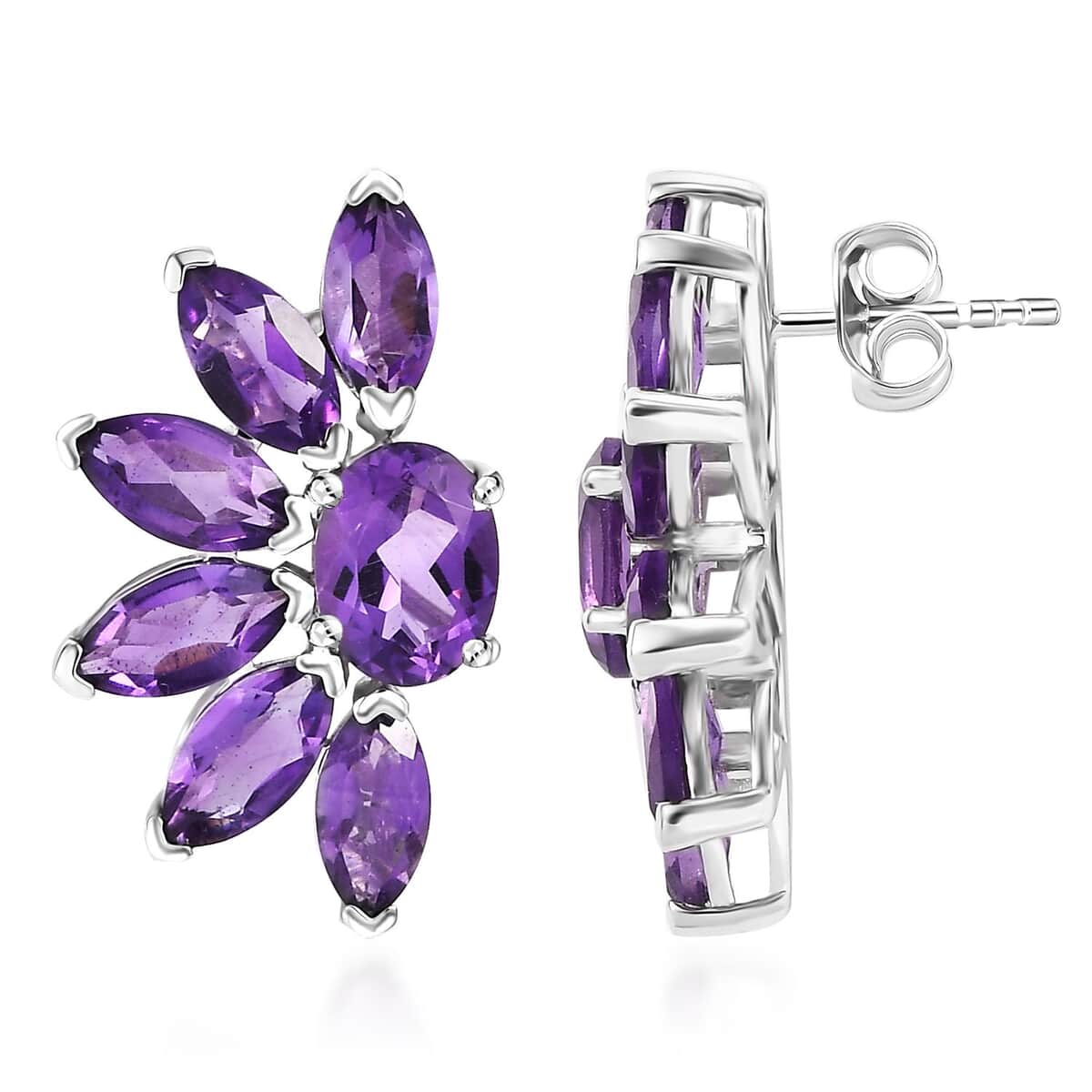 GP Italian Garden Collection Premium African Amethyst 8.50 ctw Earrings in Rhodium Over Sterling Silver image number 0