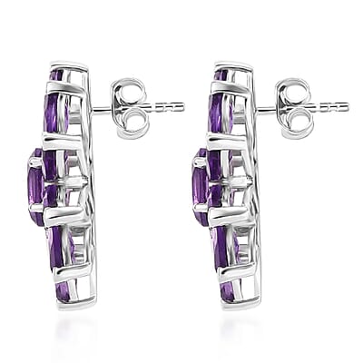 GP Italian Garden Collection Premium African Amethyst 8.50 ctw Earrings in Rhodium Over Sterling Silver
