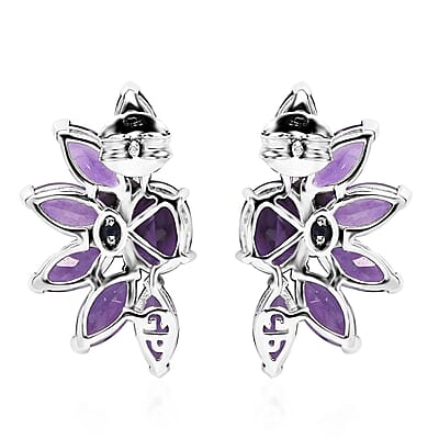 GP Italian Garden Collection Premium African Amethyst 8.50 ctw Earrings in Rhodium Over Sterling Silver