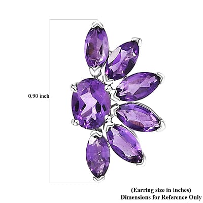 GP Italian Garden Collection Premium African Amethyst 8.50 ctw Earrings in Rhodium Over Sterling Silver