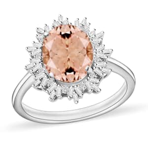 Luxoro Premium Marropino Morganite and G-H I1 Diamond 2.95 ctw Ring in 14K White Gold (Size 10.0) 4.30 Grams