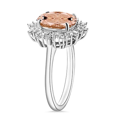 Luxoro Premium Marropino Morganite and G-H I1 Diamond 2.95 ctw Ring in 14K White Gold (Size 10.0) 4.9 Grams