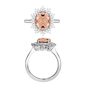 Luxoro Premium Marropino Morganite and G-H I1 Diamond 2.95 ctw Ring in 14K White Gold (Size 10.0) 4.30 Grams (Del. in 10-12 Days)