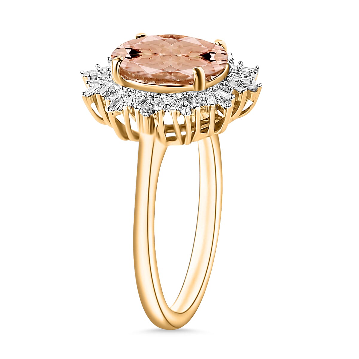Luxoro Premium Marropino Morganite and G-H I1 Diamond 2.95 ctw Ring in 14K Yellow Gold (Size 5.0) 4.30 Grams image number 2