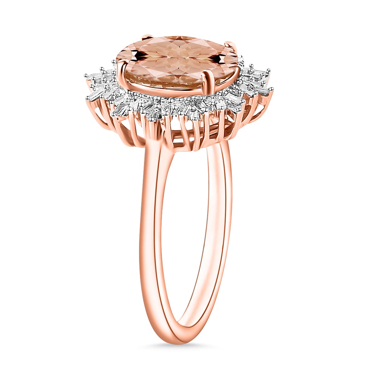 Luxoro Premium Marropino Morganite and G-H I1 Diamond 2.95 ctw Ring in 14K Rose Gold (Size 7.5) 4.30 Grams (Del. in 10-12 Days) image number 2