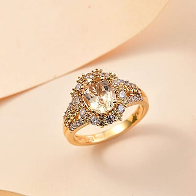 D'Joy Premium Brazilian Heliodor and Multi Gemstone 2.85 ctw Floral Ring in 18K Vermeil Yellow Gold Over Sterling Silver (Size 10.0)