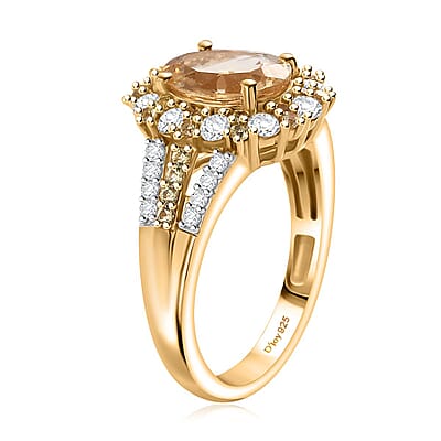D'Joy Premium Brazilian Heliodor and Multi Gemstone 2.85 ctw Floral Ring in 18K Vermeil Yellow Gold Over Sterling Silver (Size 10.0)