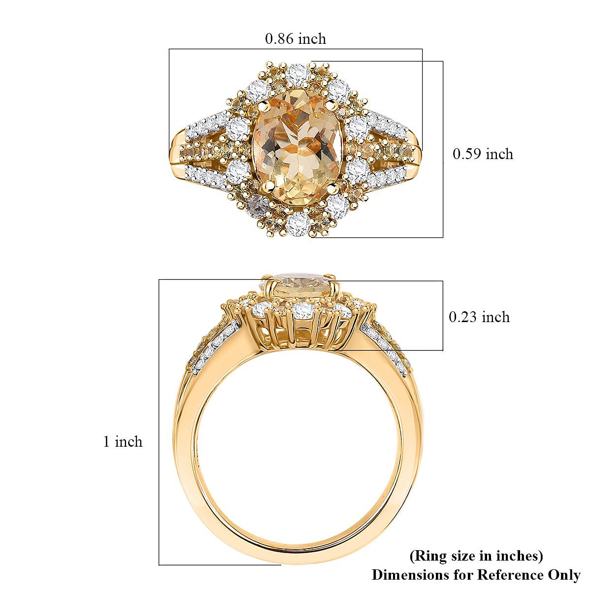 D'Joy Premium Brazilian Heliodor and Multi Gemstone 2.85 ctw Floral Ring in 18K Vermeil Yellow Gold Over Sterling Silver (Size 10.0)