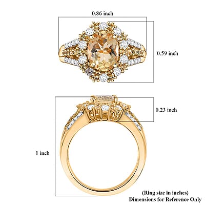 D'Joy Premium Brazilian Heliodor and Multi Gemstone 2.85 ctw Floral Ring in 18K Vermeil Yellow Gold Over Sterling Silver (Size 10.0)