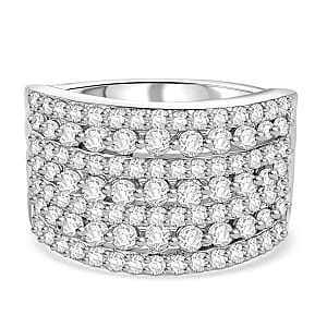 Swarovski Zirconia 3.01 ctw Cluster Ring in Rhodium Over Sterling Silver (Size 6.5)