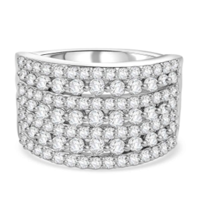 Swarovski Zirconia 3.01 ctw Cluster Ring in Rhodium Over Sterling Silver (Size 6.5)