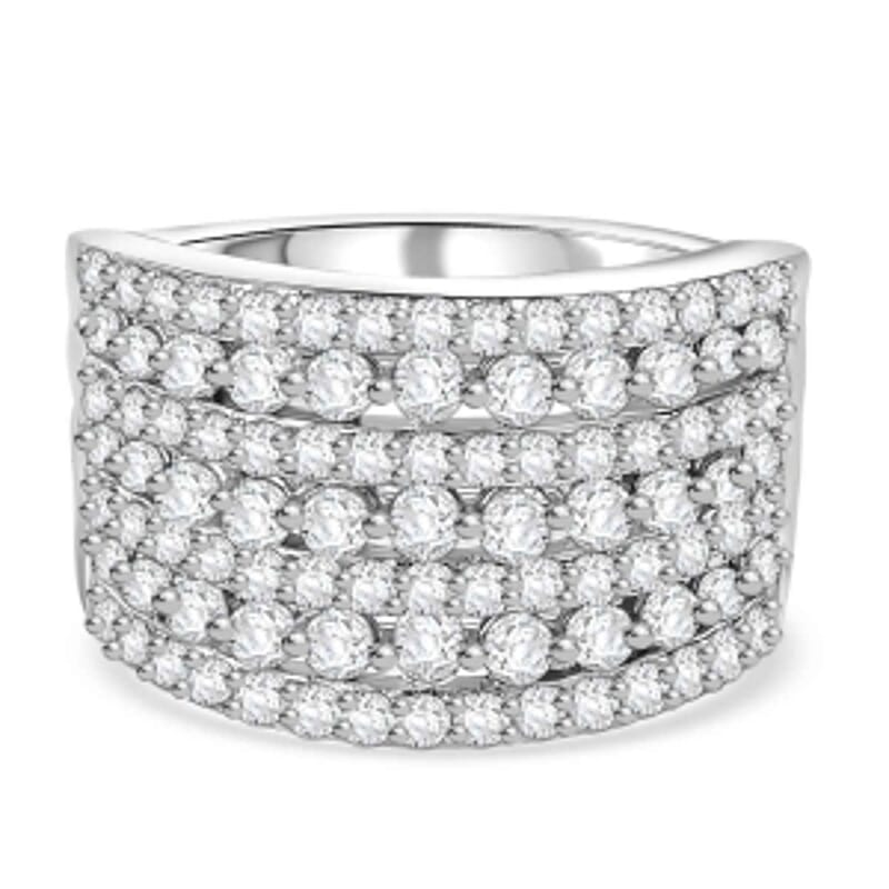 Swarovski Zirconia 3.01 ctw Cluster Ring in Rhodium Over Sterling Silver (Size 6.5)