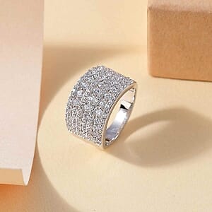 Swarovski Zirconia 3.01 ctw Cluster Ring in Rhodium Over Sterling Silver (Size 6.5)