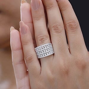 Swarovski Zirconia 3.01 ctw Cluster Ring in Rhodium Over Sterling Silver (Size 6.5)