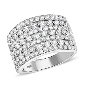 Swarovski Zirconia 3.01 ctw Cluster Ring in Rhodium Over Sterling Silver (Size 6.5)