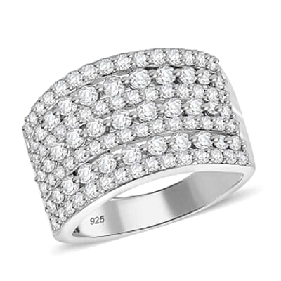 Swarovski Zirconia 3.01 ctw Cluster Ring in Rhodium Over Sterling Silver (Size 6.5)