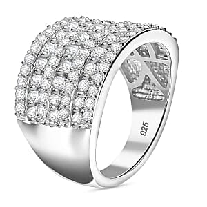 Swarovski Zirconia 3.01 ctw Cluster Ring in Rhodium Over Sterling Silver (Size 6.5)