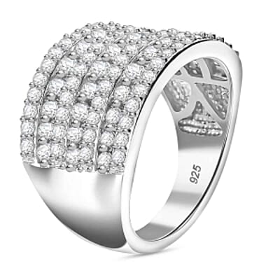 Swarovski Zirconia 3.01 ctw Cluster Ring in Rhodium Over Sterling Silver (Size 6.5)
