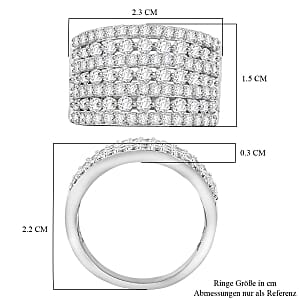 Swarovski Zirconia 3.01 ctw Cluster Ring in Rhodium Over Sterling Silver (Size 6.5)