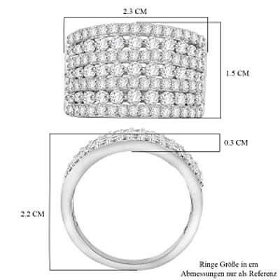 Swarovski Zirconia 3.01 ctw Cluster Ring in Rhodium Over Sterling Silver (Size 6.5)