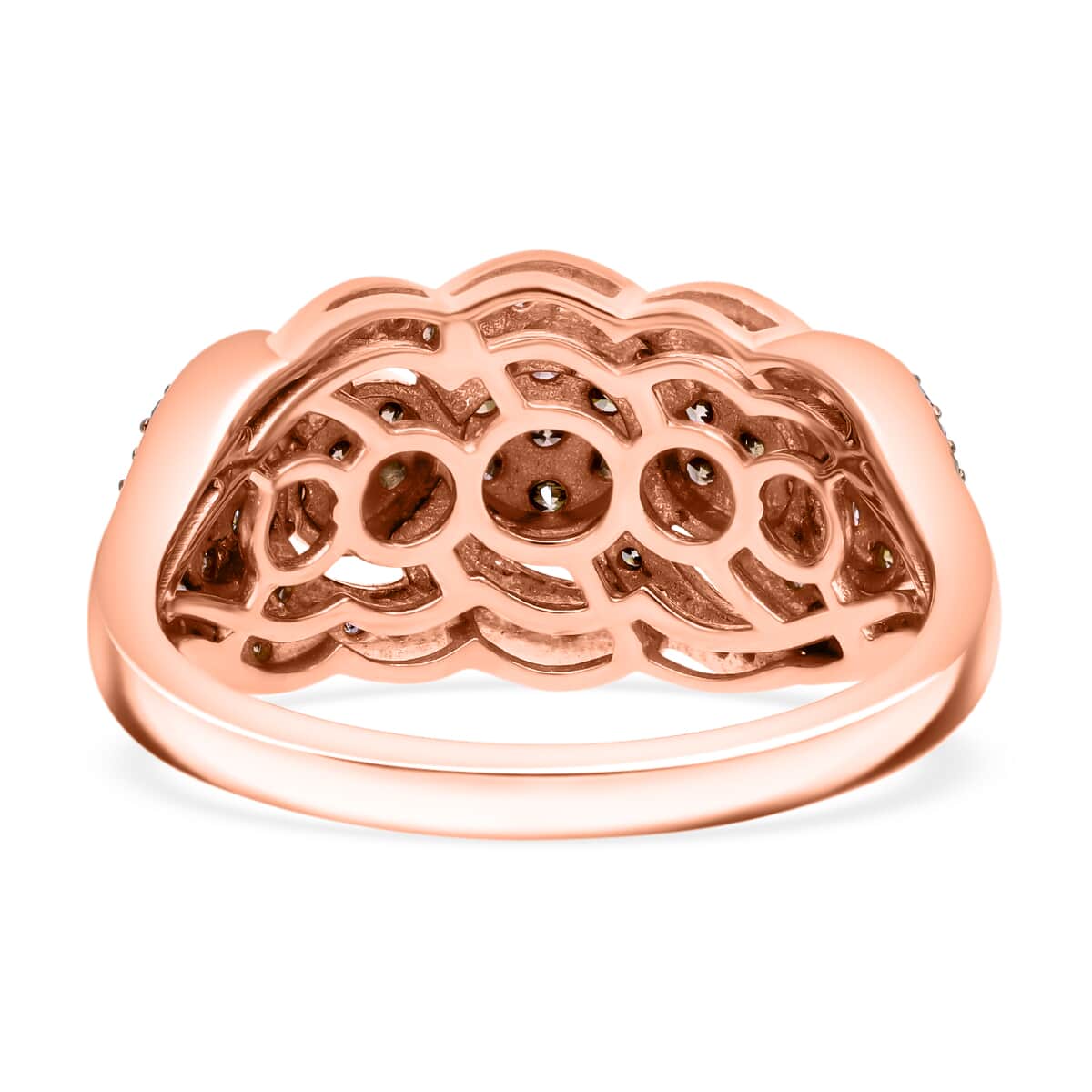 Natural Champagne Diamond 1.00 ctw Blossom Ring in Vermeil Rose Gold Over Sterling Silver (Size 7.0)  image number 4