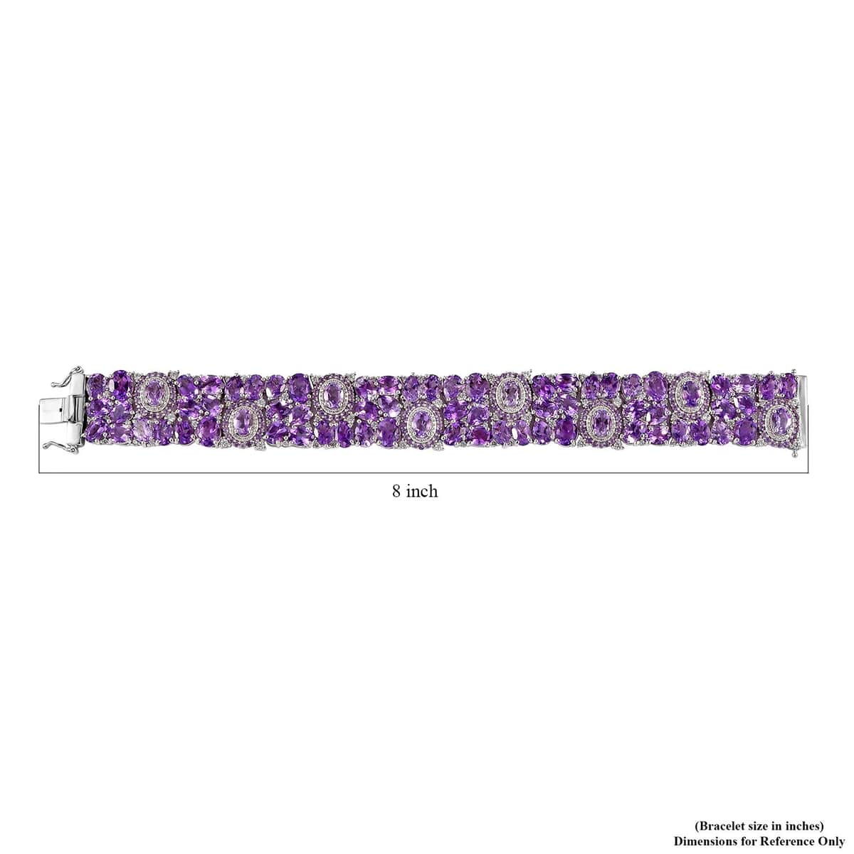 Moroccan Rose and Multi Gemstone 59.70 ctw Carpet of Flowers Bracelet in Rhodium Over Sterling Silver (7.50 In) image number 4