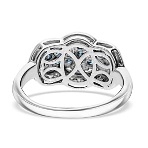 Blue and White Diamond 1.00 ctw Celestial Lace Ring in Platinum Over Sterling Silver (Size 8.0)