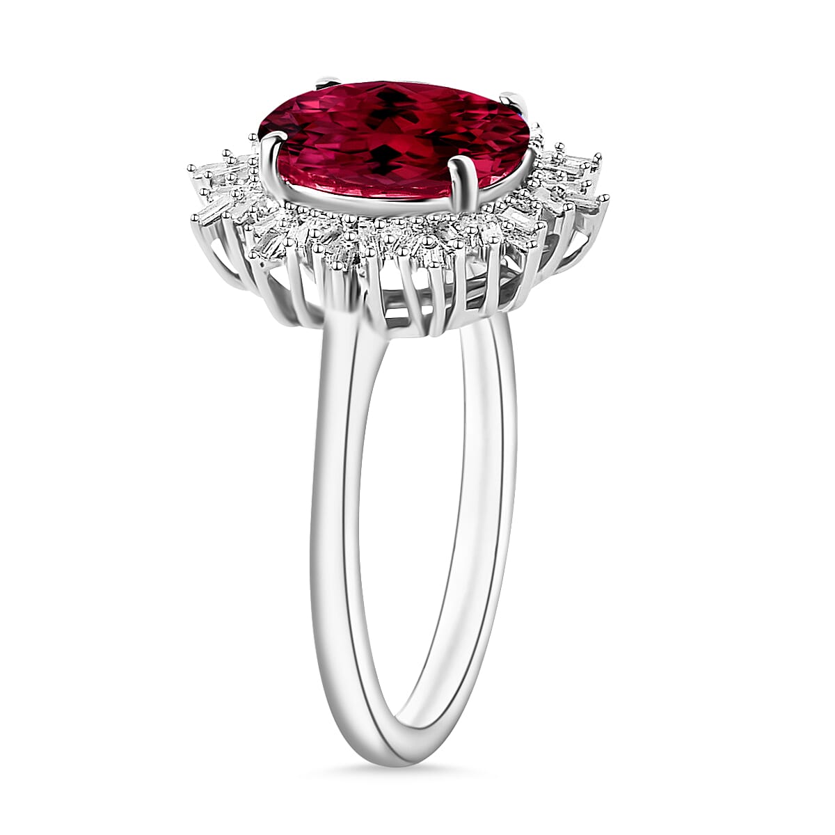 Rhapsody AAAA Ouro Fino Rubellite and E-F VS2 Diamond 2.95 ctw Ring in 950 Platinum (Size 7.5) 6.20 Grams (Del. in 10-12 Days) image number 2