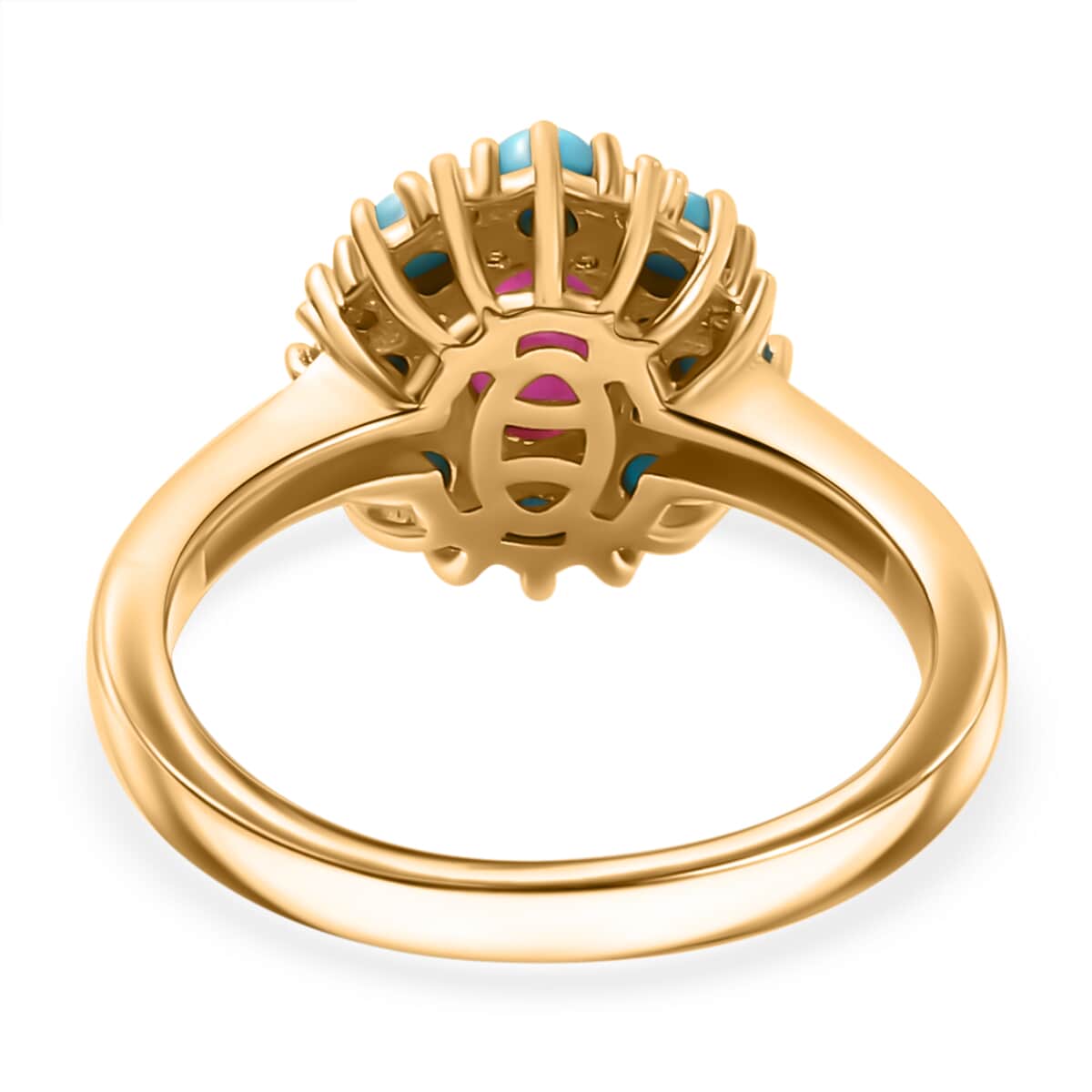 Premium Royal Ruby and Multi Gemstone 2.00 ctw Sunset Bloom Ring in 18K Vermeil Yellow Gold Over Sterling Silver (Size 10.0) image number 3