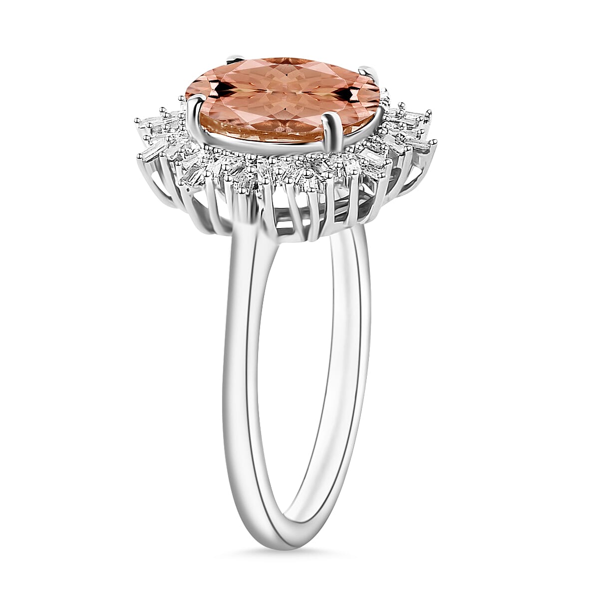 Rhapsody AAAA Pink Morganite and E-F VS2 Diamond 5.30 ctw Ring in 950 Platinum (Size 10.0) 6.20 Grams image number 2