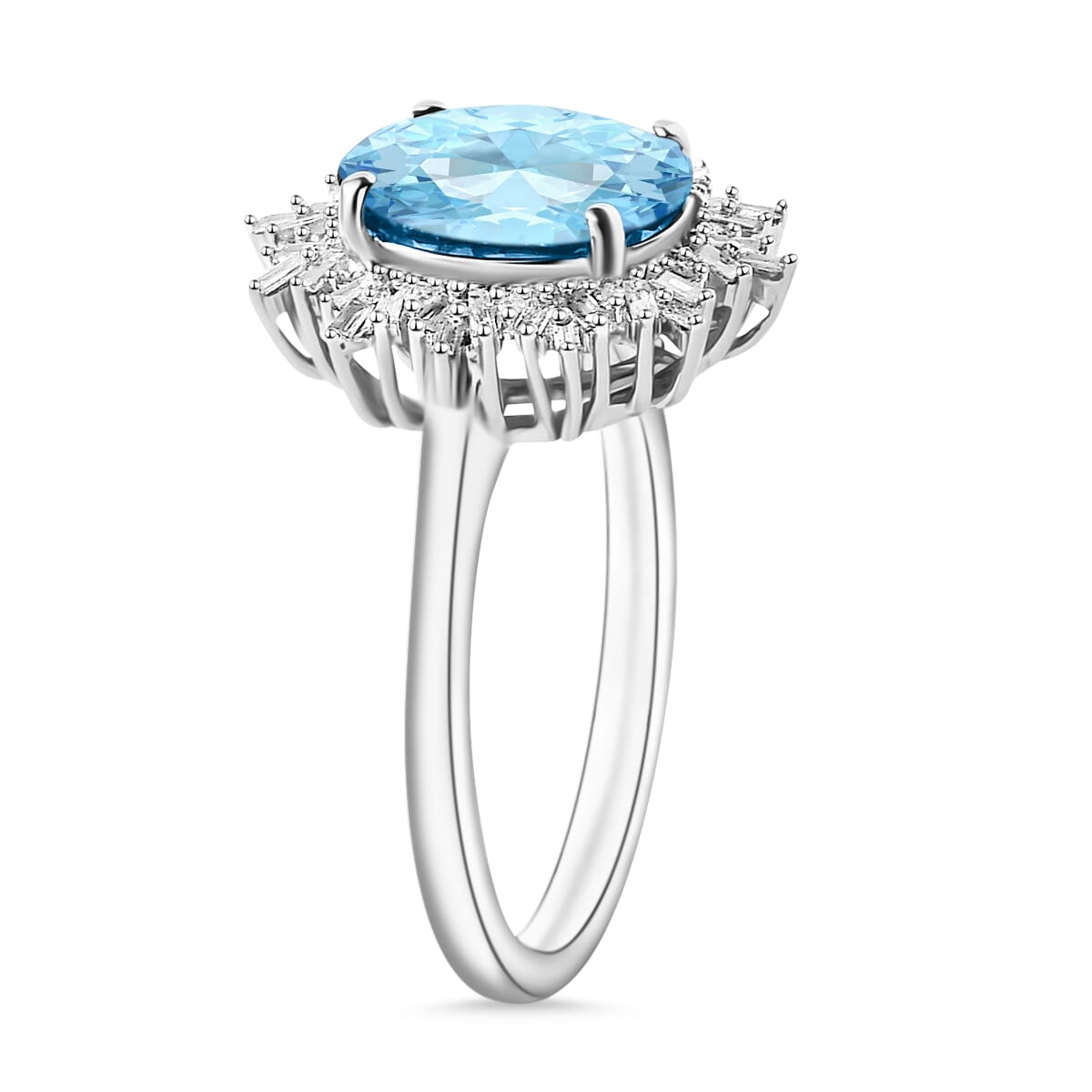 Luxoro Premium Mangoro Aquamarine and G-H I1 Diamond 5.30 ctw Ring in 14K White Gold (Size 10.0) 4.30 Grams image number 2