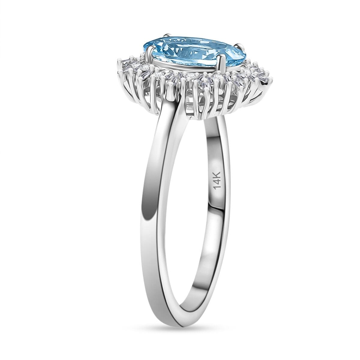 Luxoro Premium Mangoro Aquamarine and G-H I1 Diamond 5.30 ctw Ring in 14K White Gold (Size 9.0) 4.30 Grams image number 3