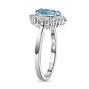 Luxoro Premium Mangoro Aquamarine and G-H I1 Diamond 5.30 ctw Ring in 14K White Gold (Size 9.0) 4.30 Grams